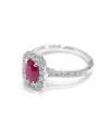 Crivelli Ring in White Gold with Diamonds and Ruby