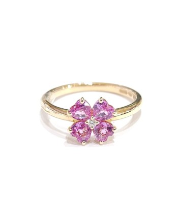 Bague Crivelli en or rose avec fleur de saphir rose et diamants