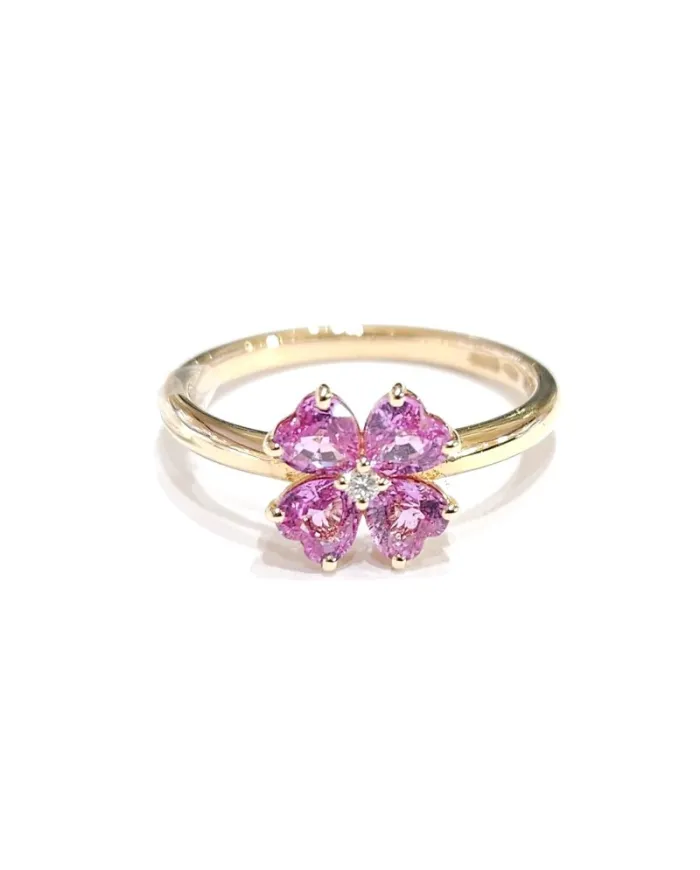 Crivelli Ring in Rose Gold with Pink Sapphire Flower and Diamonds