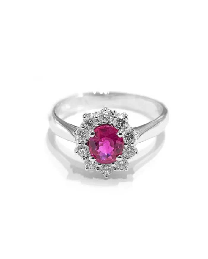 Bague Crivelli en or blanc avec diamants et rubis