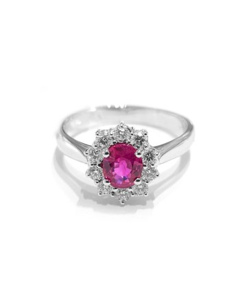 Crivelli Ring in White Gold with Diamonds and Ruby