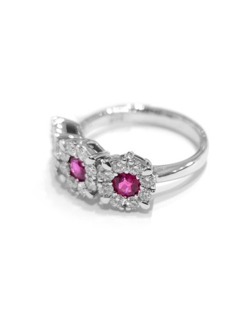 Bague Trilogie Crivelli en Or Blanc avec Rubis et Diamants