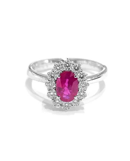 Anello Crivelli in Oro Bianco con Diamanti e Rubino