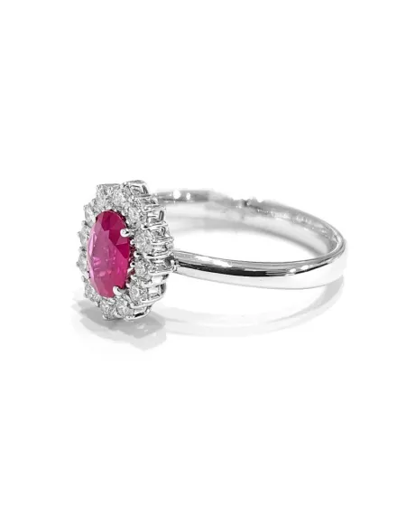 Crivelli Ring in White Gold with Diamonds and Ruby