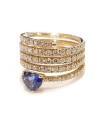 Crivelli Spiral Ring in Rose Gold with Diamonds and Heart Sapphire