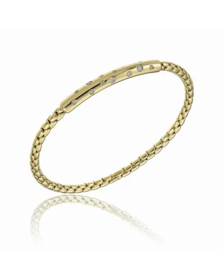 Chimento Stretch Spring Elastic Bracelet in Yellow Gold with Diamonds