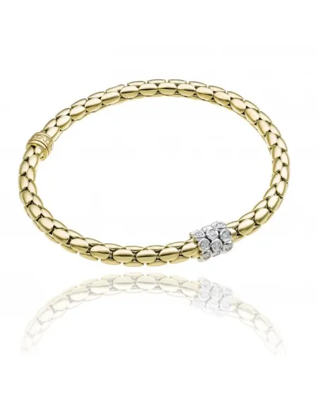 Chimento Stretch Spring Elastic Bracelet in Yellow Gold with Diamonds