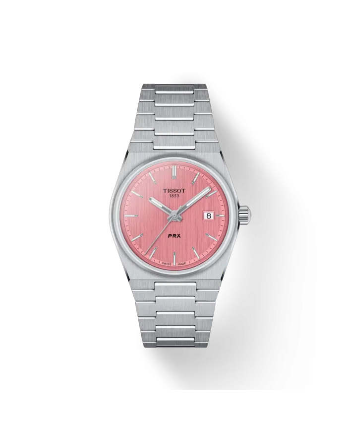 Montre Tissot PRX avec cadran rose et bracelet en acier de 35 mm