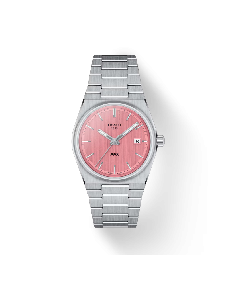 Orologio Tissot PRX con Quadrante Rosa e Bracciale in Acciaio 35 mm