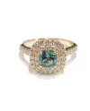 Anello Crivelli in Oro Rosa con Diamanti e Smeraldo Taglio Cuscino