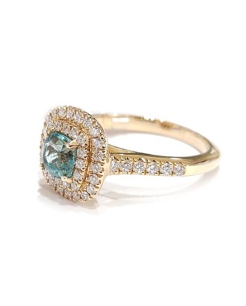 Crivelli Ring in Rose Gold with Diamonds and Cushion Cut Emerald