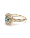 Bague Crivelli en or rose avec diamants et émeraude taille coussin