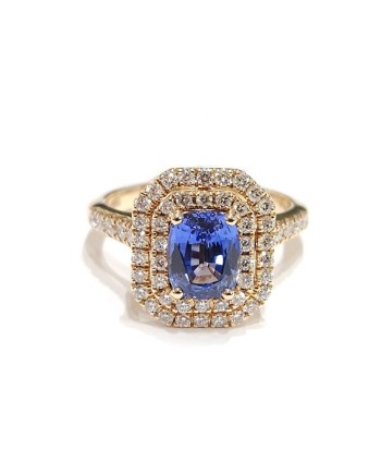 Crivelli Ring in Rose Gold with Diamonds and Sapphire