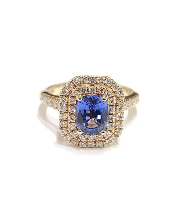 Crivelli Ring in Rose Gold with Diamonds and Sapphire