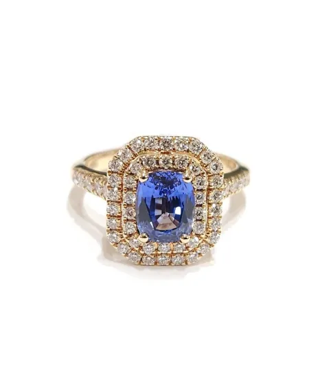 Bague Crivelli en or rose avec diamants et saphir