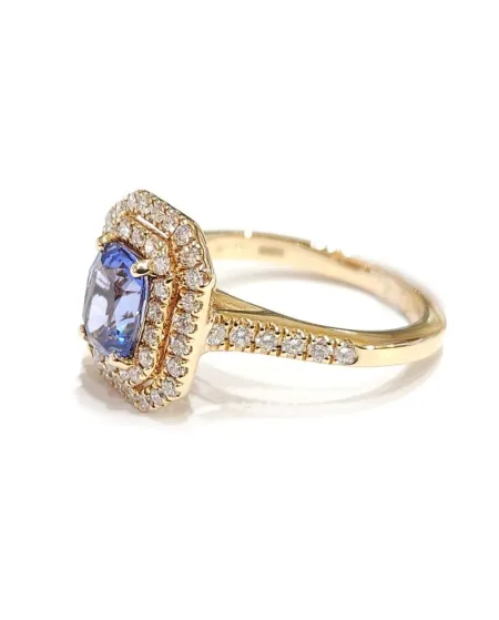 Anello Crivelli in Oro Rosa con Diamanti e Zaffiro