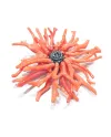 Spilla Malafimmina in Argento con Corallo Arancio e Labradorite
