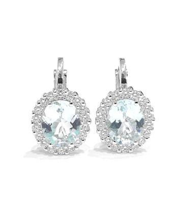 Boucles d'oreilles Crivelli en or blanc avec aigue-marine et diamants