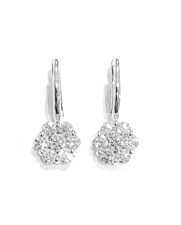Boucles d'oreilles pendantes Crivelli en or blanc avec diamants