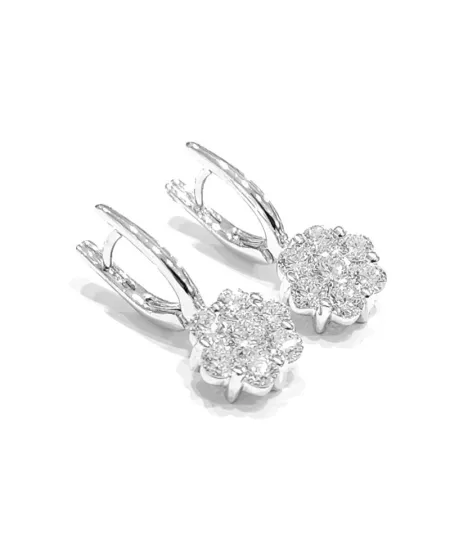 Boucles d'oreilles pendantes Crivelli en or blanc avec diamants