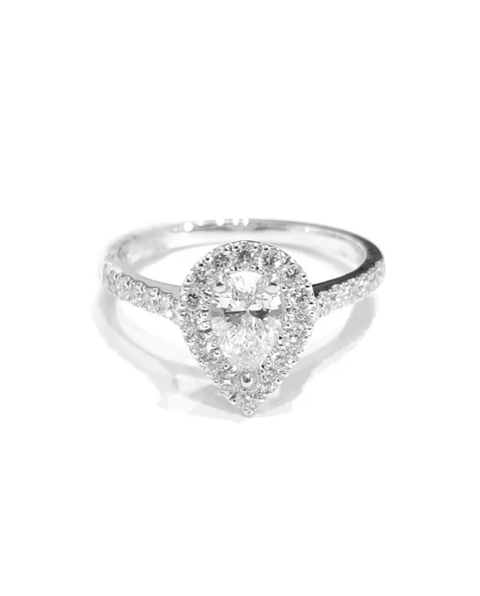 Crivelli Ring in White Gold with Pear Diamond and Diamonds