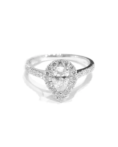 Bague Crivelli en or blanc avec diamant poire et diamants