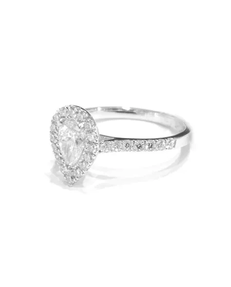 Crivelli Ring in White Gold with Pear Diamond and Diamonds