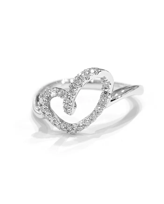 Bague Crivelli en or blanc avec cœur asymétrique de diamants