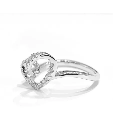 Crivelli Ring in White Gold with Asymmetric Heart of Diamonds