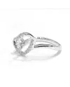 Anello Crivelli in Oro Bianco con Cuore di Diamanti Asimmetrico