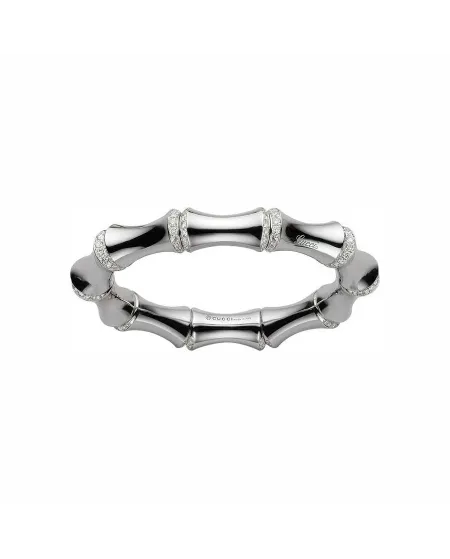 Bracelet Gucci Bamboo semi-rigide en or blanc et diamants