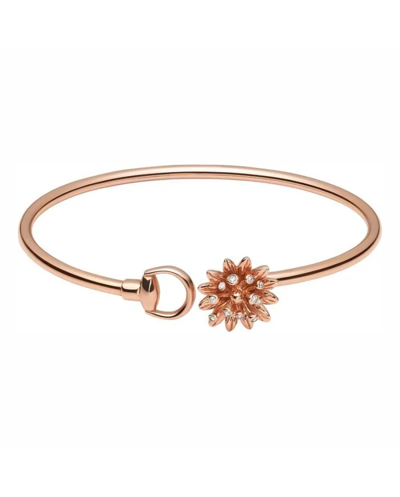 Bracciale Rigido Gucci Flora in Oro Rosa e Fiore con Diamanti