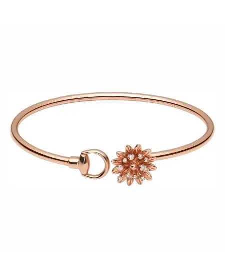 Bracciale Rigido Gucci Flora in Oro Rosa e Fiore con Diamanti