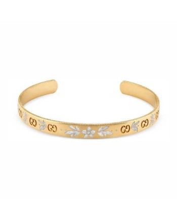 Bracciale Rigido Gucci Icon Blooms in Oro Giallo con Smalto Bianco