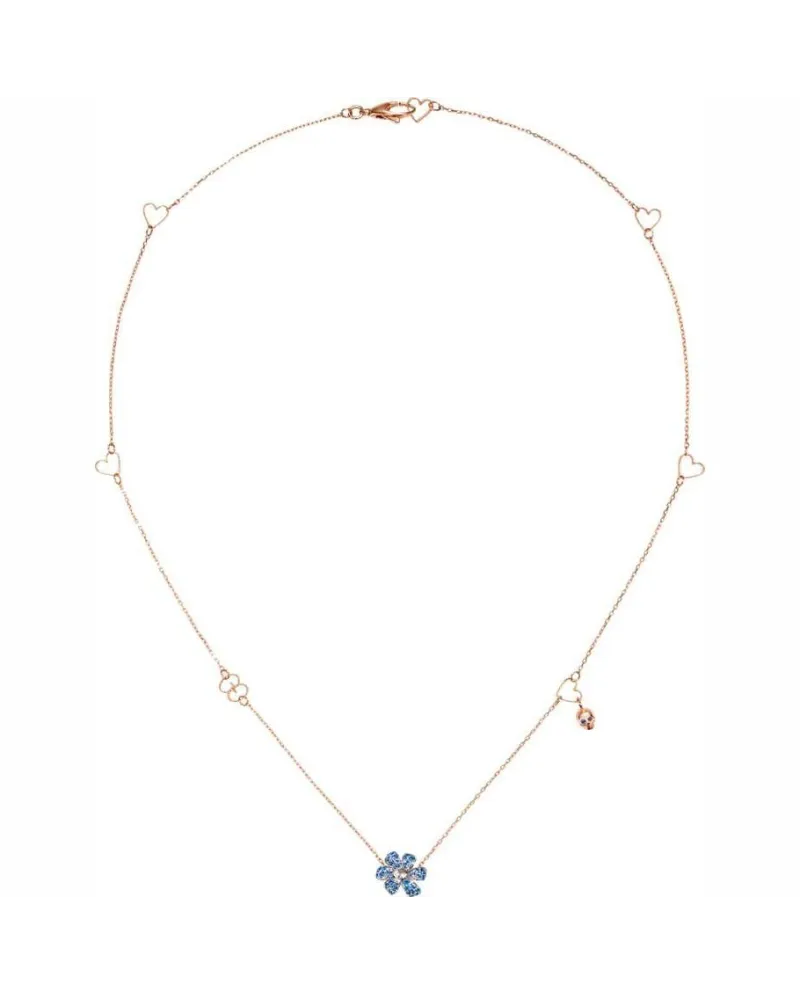 Collana Gucci Flora in Oro Rosa e Bianco con Pendente a Fiore