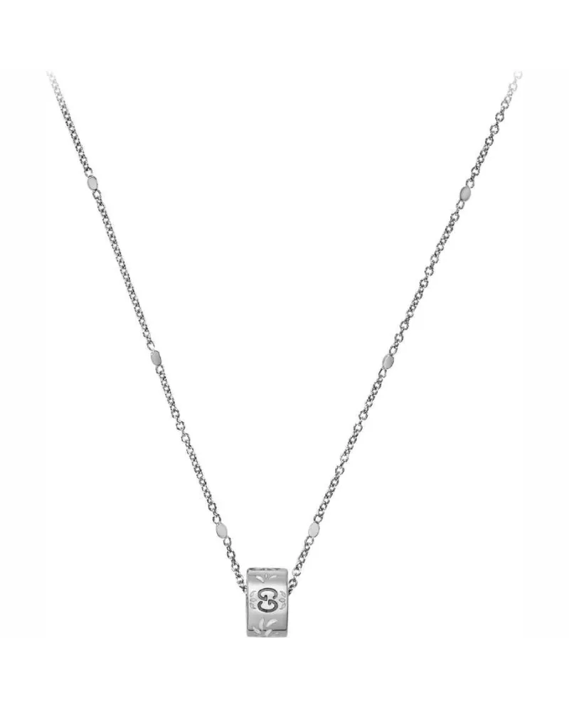 Collana Gucci Icon Blooms In Oro Bianco con Pendente