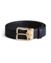 Ceinture Montblanc en cuir réversible bleu/noir avec boucle carrée