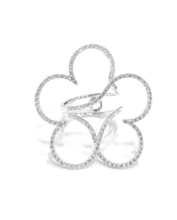 Crivelli Ring in White Gold with Diamond Flower