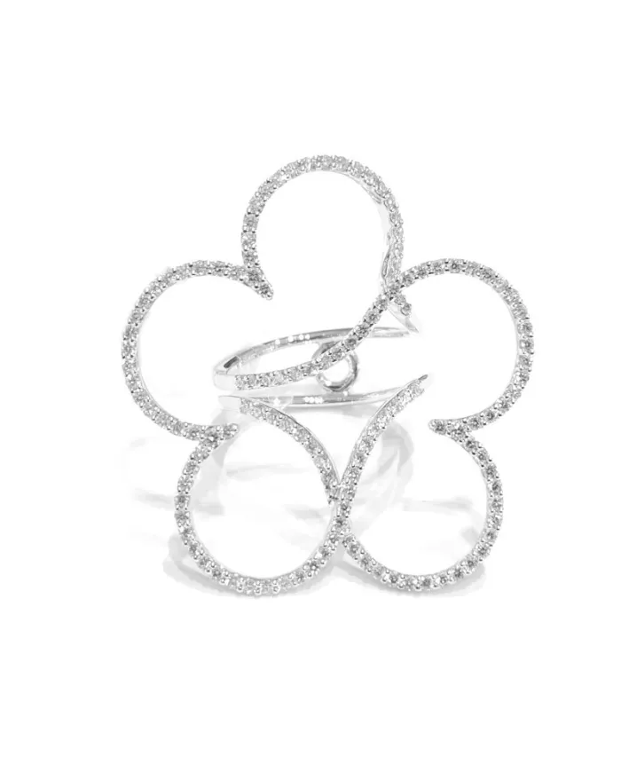 Crivelli Ring in White Gold with Diamond Flower
