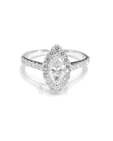 Crivelli Ring in White Gold with Marquise Diamond and Diamonds