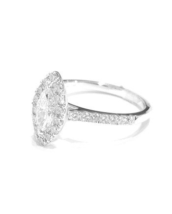 Bague Crivelli en or blanc avec diamant marquise et diamants
