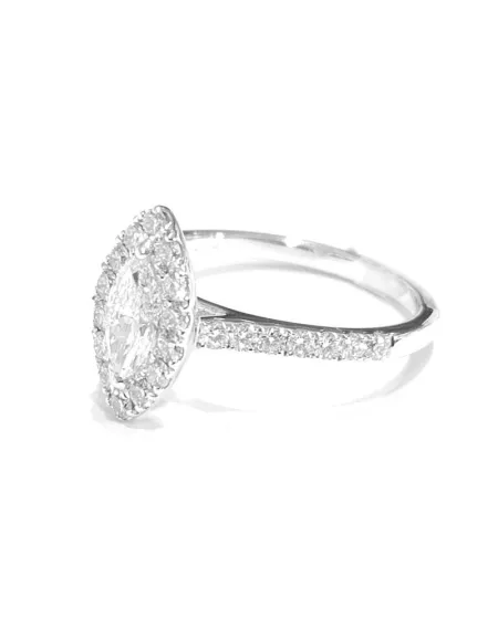 Bague Crivelli en or blanc avec diamant marquise et diamants