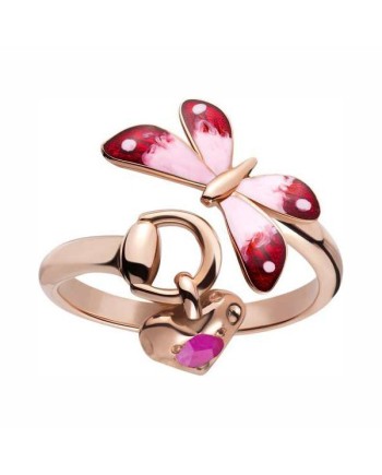 Anello Gucci Flora in Oro Rosa Smalto Colorato e Rubini