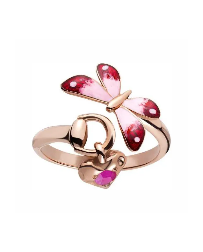 Bague Gucci Flora en or rose avec émail coloré et rubis