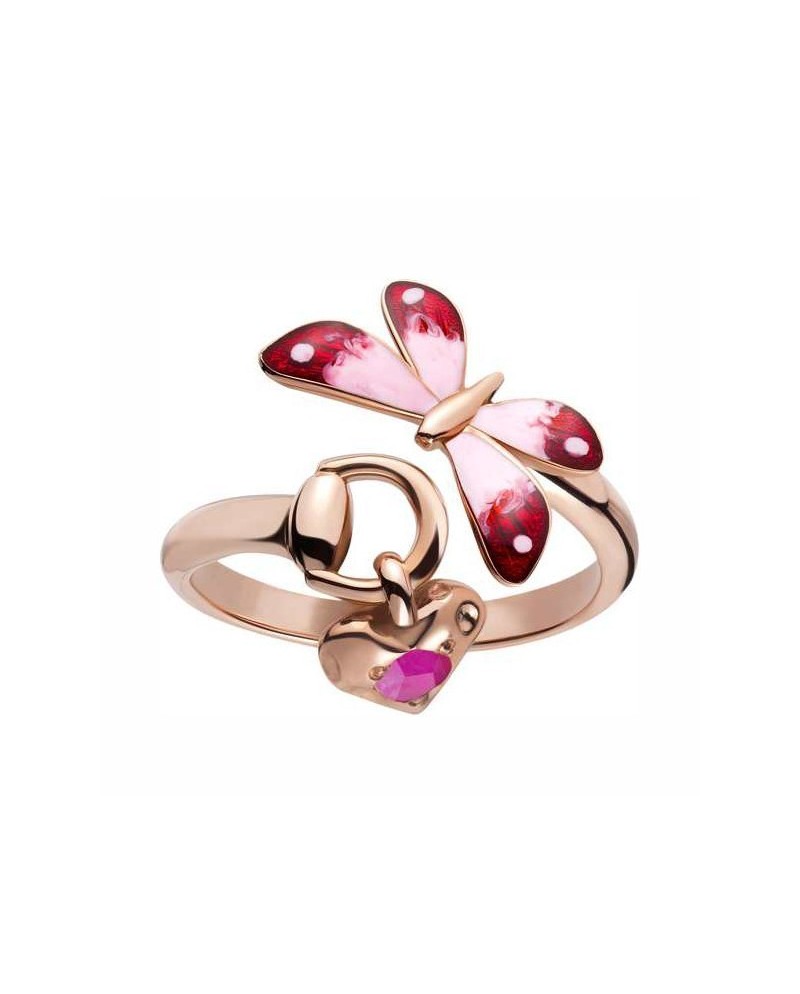 Bague Gucci Flora en or rose avec émail coloré et rubis