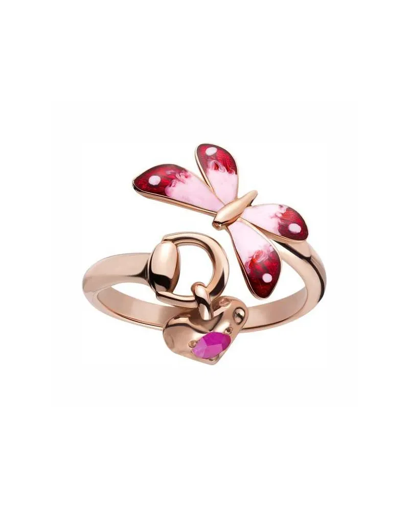 Gucci Flora Ring in Rose Gold with Colored Enamel and Rubies