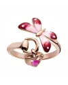 Bague Gucci Flora en or rose avec émail coloré et rubis