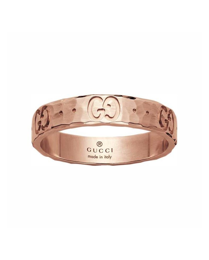 Bague Gucci Icon en or rose martelé 18 carats 4 mm YBC414006002