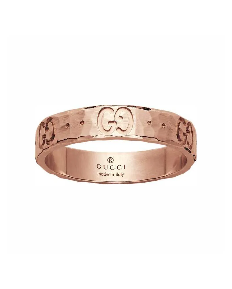 Gucci Icon Ring in 18K Hammered Rose Gold 4mm YBC414006002