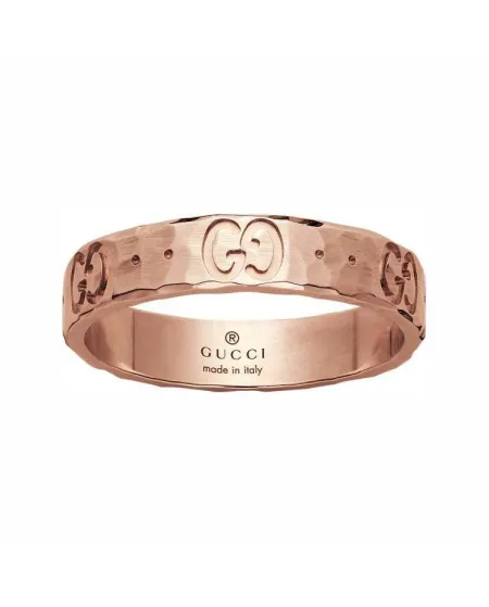 Anello Gucci Icon in oro rosa martellato 18 carati 4 mm YBC414006002